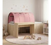 vidaXL Cama con túnel 3 uds. Roble Sonoma y Rosa Madera de ingeniería