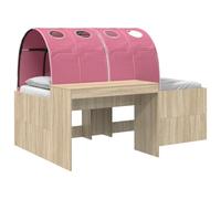 vidaXL Cama con túnel 4 piezas 133,6 x 203,2 x 75,1 cm Multicolor Roble Sonoma y rosa
