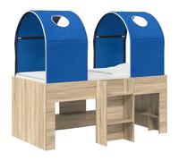 vidaXL Cama con túnel 3 uds. Madera de ingeniería 163 x 101,1 x 68,5 cm Roble Sonoma y azul
