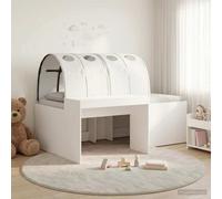 vidaXL Cama con túnel con estante 3 uds. Blanco Madera de ingeniería