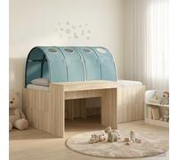 vidaXL Cama con túnel con estante 3 uds. Roble Sonoma y Azul Claro