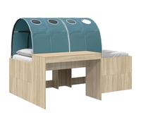 vidaXL Cama con túnel 4 piezas 133,6×203,2×75,1 cm Roble Sonoma y azul claro