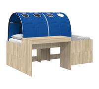 vidaXL Cama con túnel 3 piezas, madera de ingeniería 80 x 200 cm, Roble Sonoma y azul