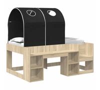vidaXL Cama con túnel 3 uds. Madera de ingeniería 80 x 160 cm Multicolor Roble Sonoma y negro