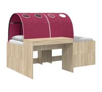 vidaXL Cama con Túnel 3 uds. Madera de ingeniería 100 x 203 cm Multicolor Roble Sonoma y rojo