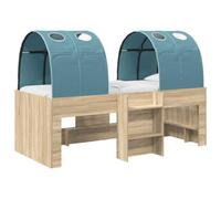 vidaXL Cama con túnel 3 uds. Madera de ingeniería 98,5x200 cm Roble Sonoma y azul claro