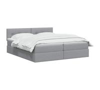 vidaXL Cama de almacenamiento LED con colchón, color gris claro, 180 x 200 | Grandes compartimentos debajo de la cama maximizan el espacio, diseño elegante con bordes claros que se adaptan a cualquier