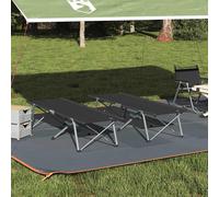 vidaXL Cama de Camping Plegable 2 pcs Negro 194 x 62,5 x 42,5 cm
