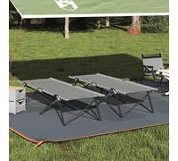 vidaXL Cama de Camping Plegable Manual 2 pcs Gris 206 x 76 x 74 cm