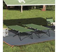 vidaXL Cama de Camping Plegable Manual 2 pcs Verde 206 x 76 x 74 cm