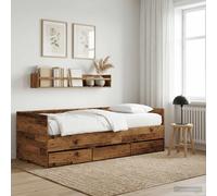 vidaXL Cama de día con cajón madera de ingeniería envejecida