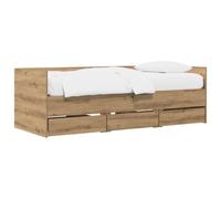 vidaXL Cama de día con cajón Roble Artisan, Madera de ingeniería, compacta y multipropósito