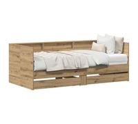 vidaXL Cama de día Roble Artisan 90 x 190 cm Madera de ingeniería | Hecho con madera resistente y un acabado suave, Tiene dos cajones grandes para que mantengas todo en orden,
