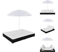 vidaXL: Cama de exterior para relajación con sombrilla, de ratán sintético, color . Ideal para jardines