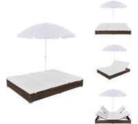 vidaXL: Cama de exterior para relajación con sombrilla, de ratán sintético, color marrón. Ideal para jardines