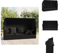 vidaXL: Cama de exterior para relajación con toldo y cojines, color , fabricada en ratán sintético. Ideal para usar como tumbona