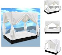 vidaXL: Cama de exterior para salón con cortinas, de ratán sintético, color . Camas de jardín