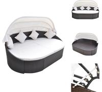 vidaXL: Cama de exterior para salón con toldo, de ratán sintético, color marrón. Camas de jardín