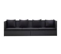 Vidaxl Cama de Jardín 200x60 Cm Ratán Sintético Gris, Negro Black