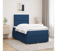 vidaXL Cama de muelles con LED y colchón Azul 120 x 190 cm Tela