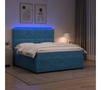 vidaXL Cama de muelles con LED y colchón Azul 180 x 200 cm Terciopelo