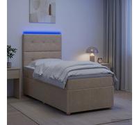 vidaXL Cama de muelles con LED y colchón Crema 90 x 190 cm Tela