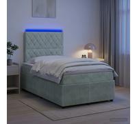 vidaXL Cama de muelles con LED y colchón Gris Claro 120 x 200 cm