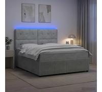 vidaXL Cama de muelles con LED y colchón Gris Claro 140 x 200 cm