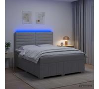 vidaXL Cama de muelles con LED y colchón Gris Claro 140 x 200 cm Tela