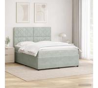 vidaXL Cama de muelles con LED y colchón Gris Claro 180 x 200 cm