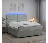 vidaXL Cama de muelles con LED y colchón Gris Claro 200 x 200 cm