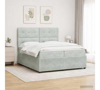 vidaXL Cama de muelles con LED y colchón Gris Claro 200 x 200 cm