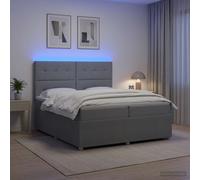 vidaXL Cama de muelles con LED y colchón Gris Claro 200 x 200 cm Tela