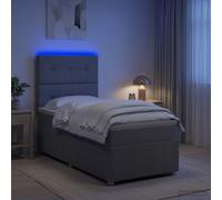 vidaXL Cama de muelles con LED y colchón Gris Claro 90 x 190 cm Tela
