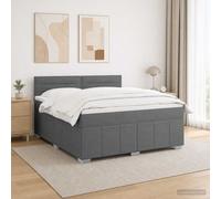 vidaXL LED Boxspringbed pone Matras Donkergrijs 140 x 190 cm Stof