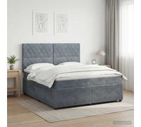 vidaXL Cama de muelles con LED y colchón Gris oscuro 140 x 200 cm