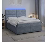 vidaXL Cama de muelles con LED y colchón Gris oscuro 160 x 200 cm