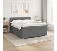 vidaXL LED Boxspringbed pone Matras Donkergrijs 160 x 200 cm Stof