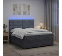 vidaXL Cama de muelles con LED y colchón Gris oscuro 200 x 200 cm