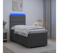 vidaXL Cama Box Spring LED con colchón gris oscuro 80 x 200 cm