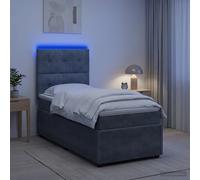 vidaXL Cama de muelles con LED y colchón Gris oscuro 90 x 190 cm