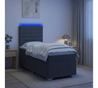 vidaXL Cama de muelles con LED y colchón Gris oscuro 90 x 190 cm Tela