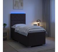 vidaXL Cama de muelles con LED y colchón Marrón Oscuro 100 x 200 cm