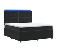 vidaXL Cama de muelles con LED y colchón Negro 140 x 190 cm Terciopelo