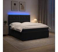 vidaXL Cama de muelles con LED y colchón Negro 140 x 200 cm Terciopelo