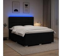 vidaXL Cama de muelles con LED y colchón Negro 160 x 200 cm Tela
