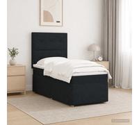 vidaXL Cama de muelles con LED y colchón Negro 90 x 200 cm Tela