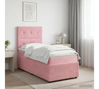 vidaXL LED Boxspringbed pone Matras Roze 100 x 200 cm Fluweel