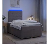 vidaXL Cama con somier LED con colchón, color topo, 120 x 190 cm, tela | Iluminación LED para un encanto moderno, altura ajustable del cabecero, colchón de muelles ensacados para ajuste