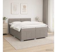 Cama boxspring con somier y colchón LED, color taupe, 200 x 200 cm, tapizada en tela